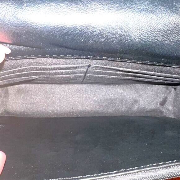 Badgley Mischka Black Diamond Quilted Crossbody Bag with Chain Strap - Picture 10 of 11